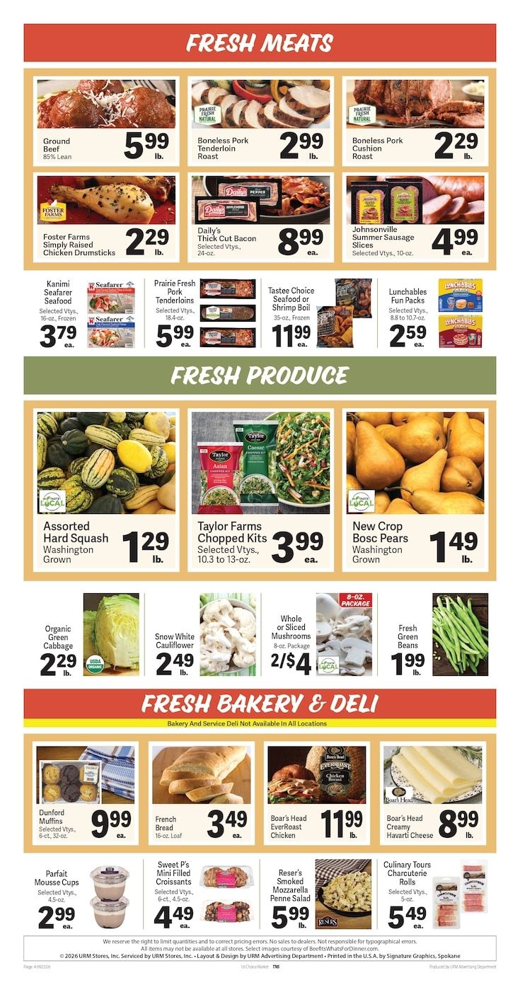 1st Choice Fresh Market Weekly Ad September 23 - 29, 2026