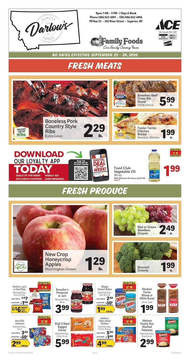 Darlow's Quality Foods Weekly Ad September 23 - 29, 2026