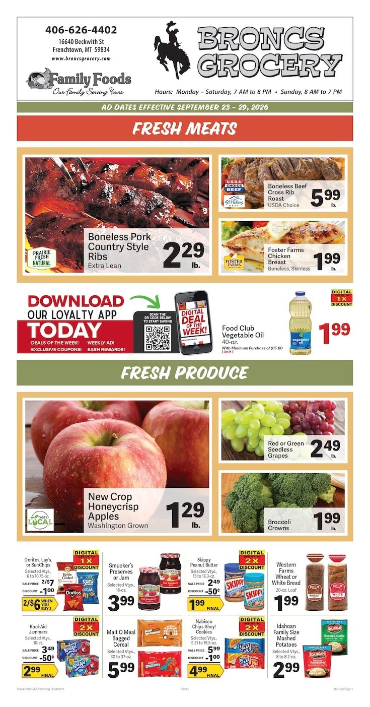 Bronc's Grocery Weekly Ad September 23 - 29, 2026