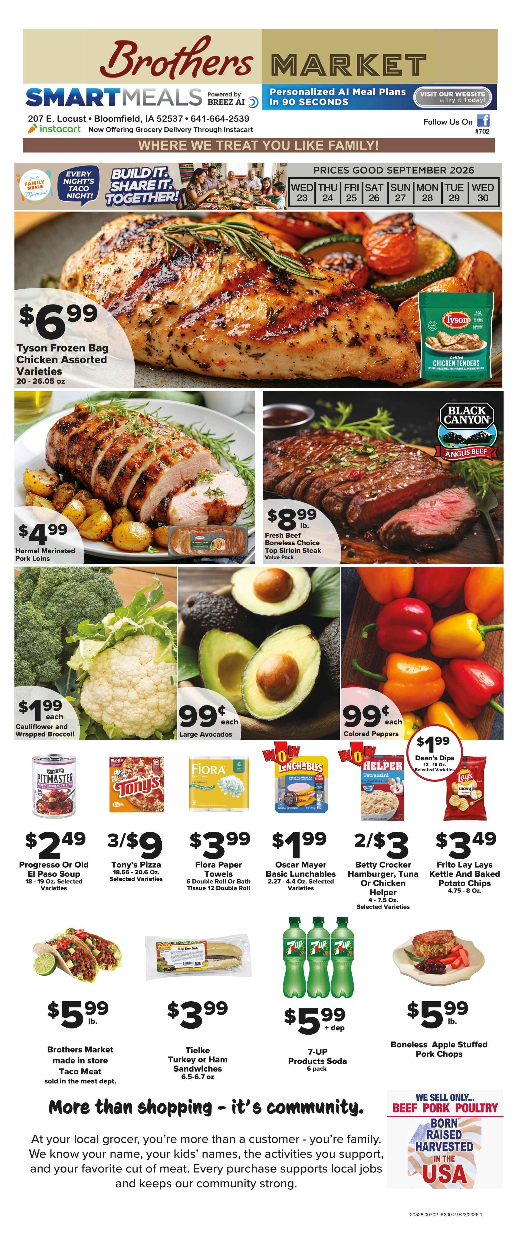 Brothers Market (Bloomfield, IA) Weekly Ad September 23 - 30, 2026