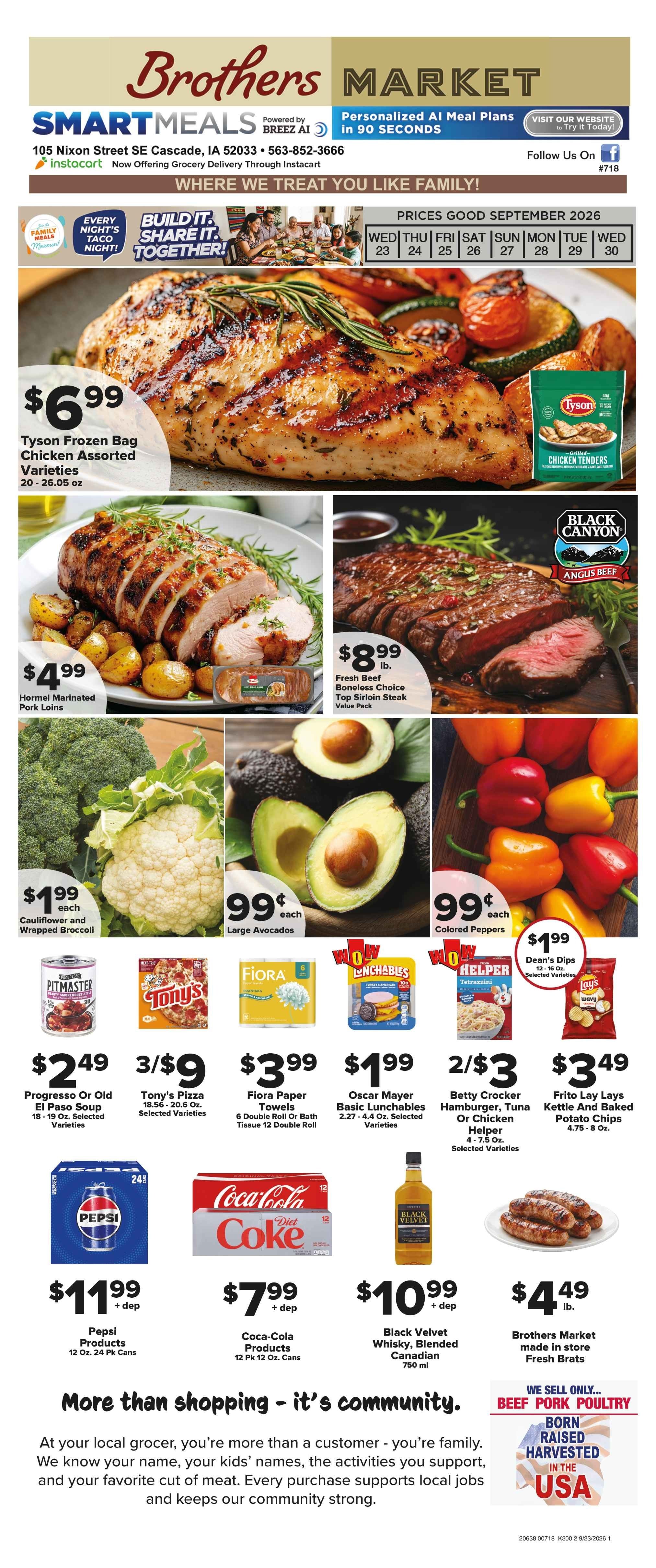 Brothers Market (Cascade, IA) Weekly Ad September 23 - 30, 2026