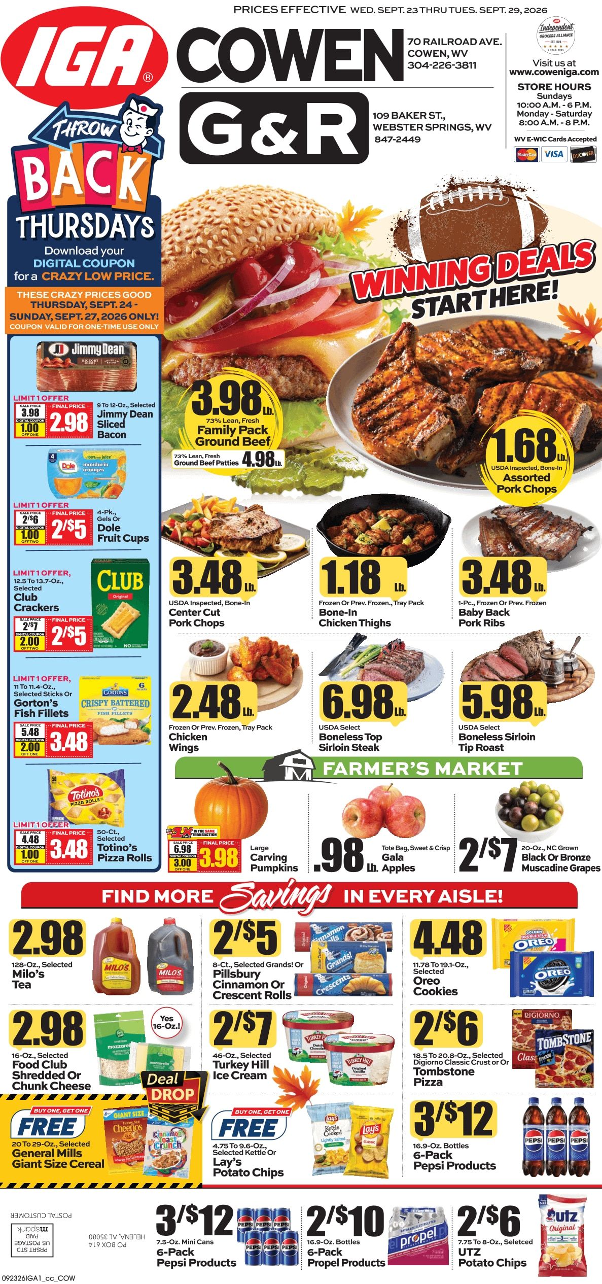 G&R IGA (109 Baker St, Webster Springs, WV) Weekly Ad September 23 - 29, 2026