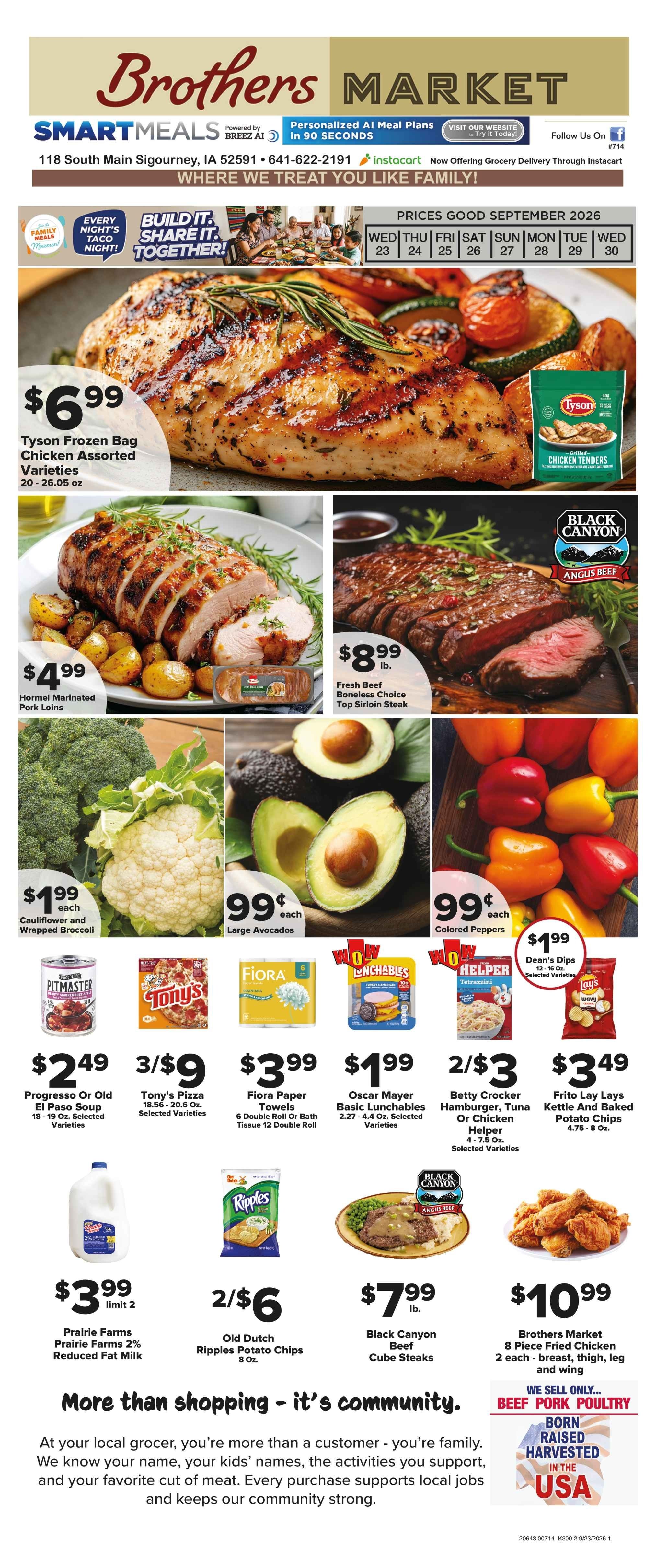 Brothers Market (Sigourney, IA) Weekly Ad September 23 - 30, 2026