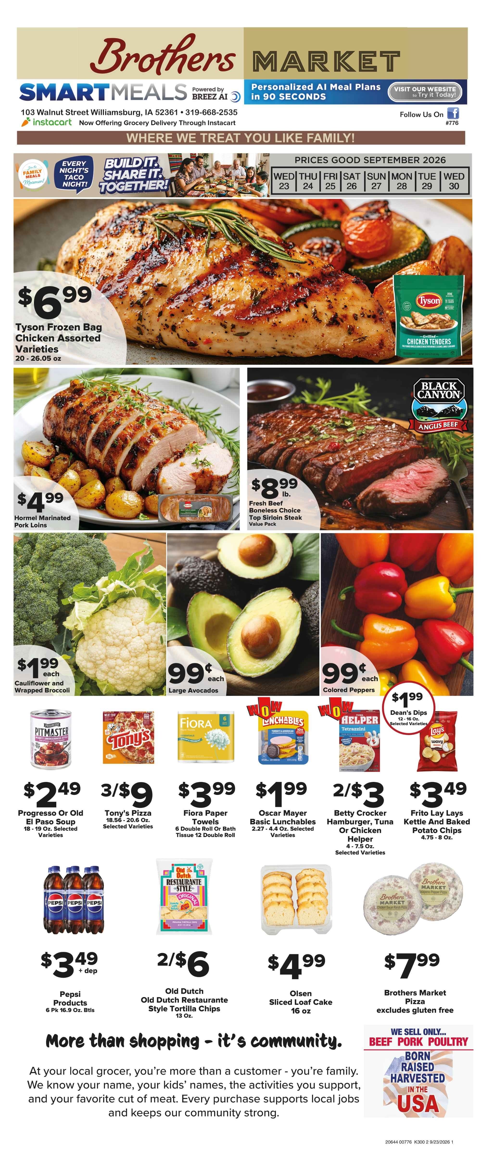 Brothers Market (Williamsburg, IA) Weekly Ad September 23 - 30, 2026