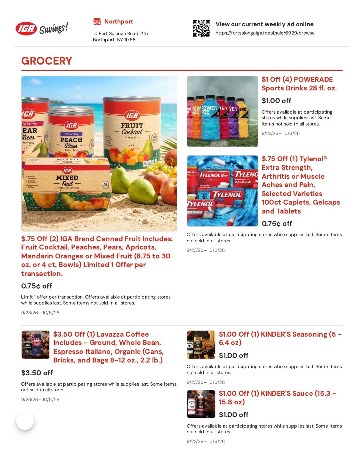 Fort Salonga IGA Weekly Ad September 23 - October 6, 2026