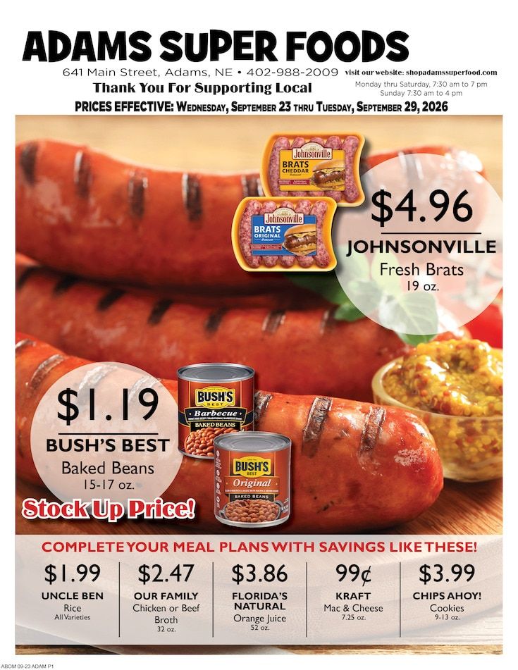 Adams Super Foods Weekly Ad September 23 - 29, 2026