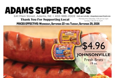 Adams Super Foods Weekly Ad September 23 - 29, 2026