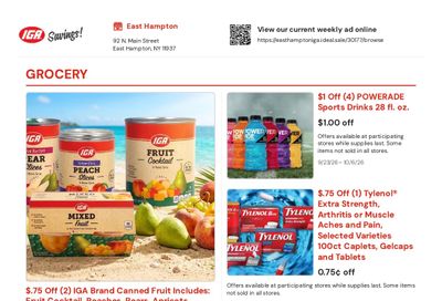 East Hampton IGA Weekly Ad September 23 - October 6, 2026
