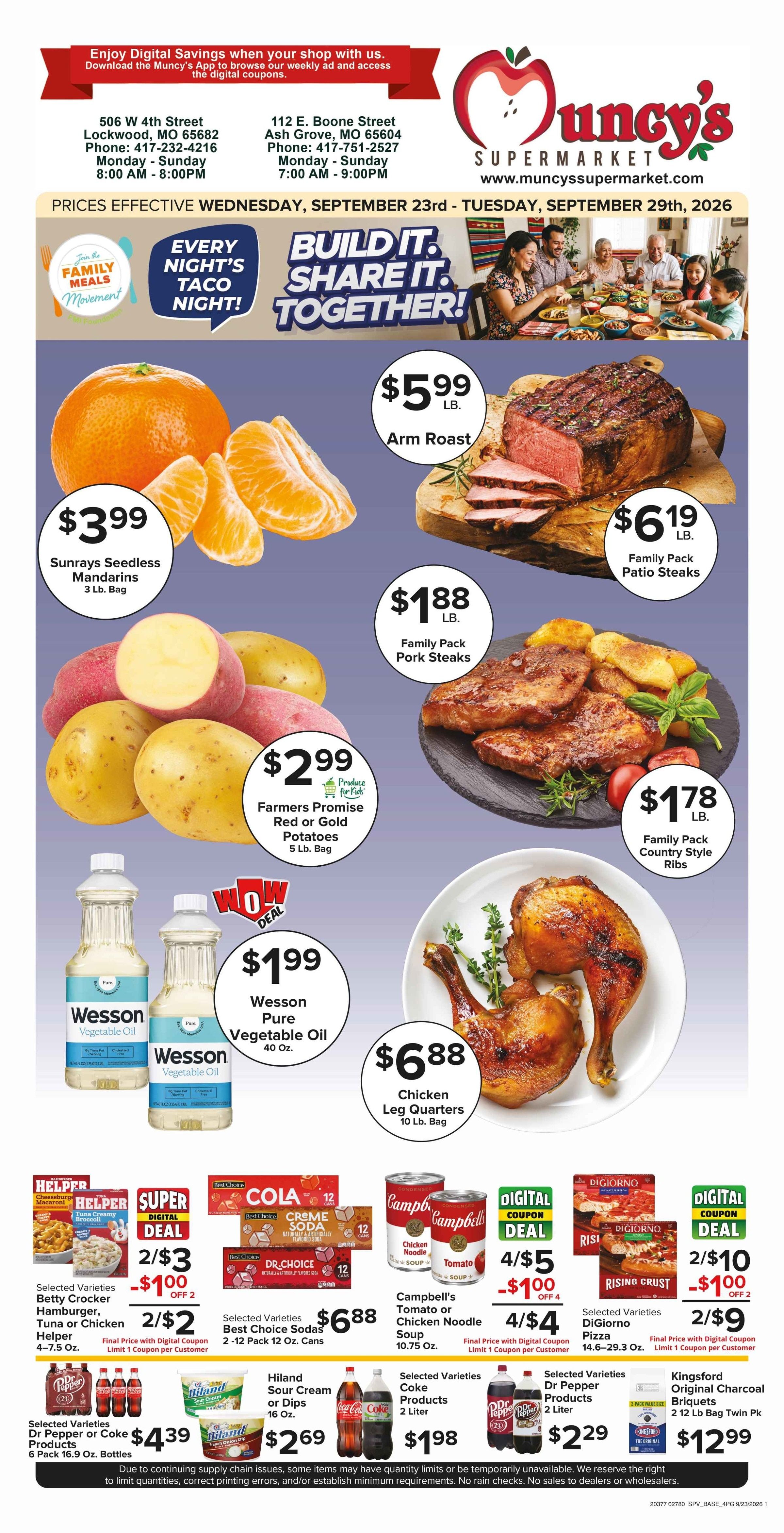 Muncy's Supermarket Build It - Share It - Together Weekly Ad September 23 - 29, 2026