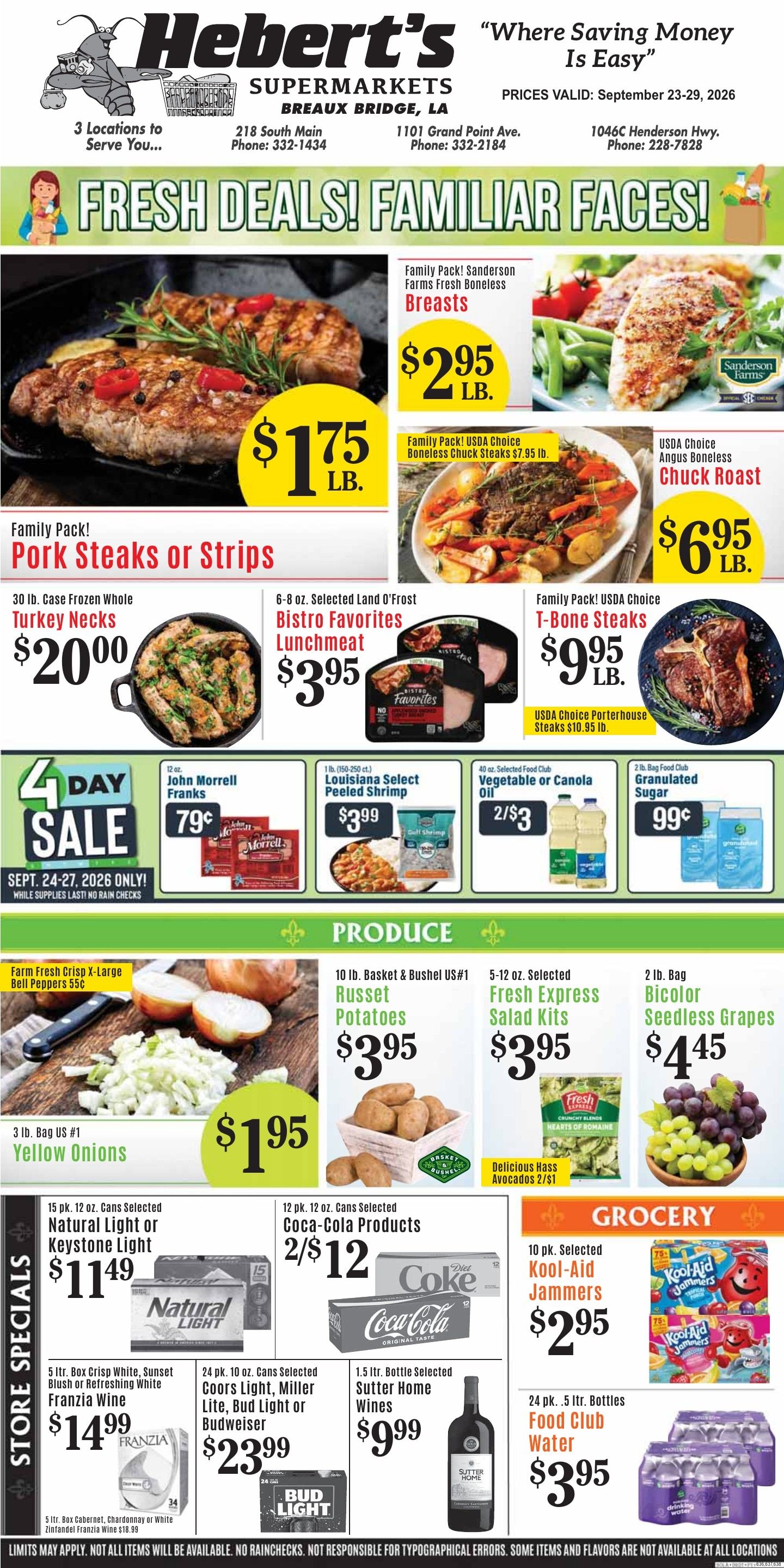 Hebert's Supermarket Weekly Ad September 23 - 29, 2026