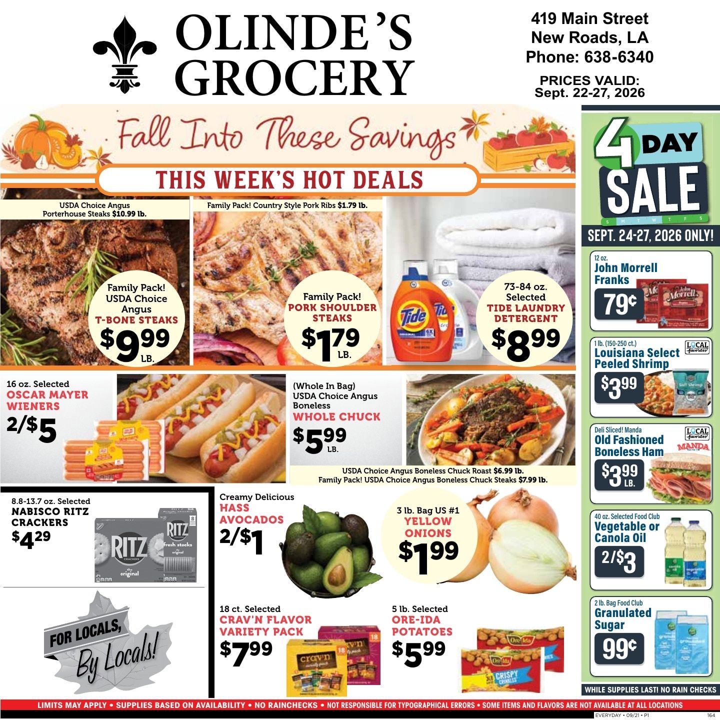 Olinde's Grocery Weekly Ad September 22 - 27, 2026
