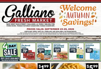 Galliano Fresh Market Weekly Ad September 23 - 29, 2026