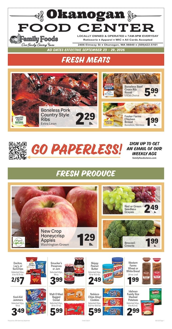 Okanogan Food Center Weekly Ad September 23 - 29, 2026