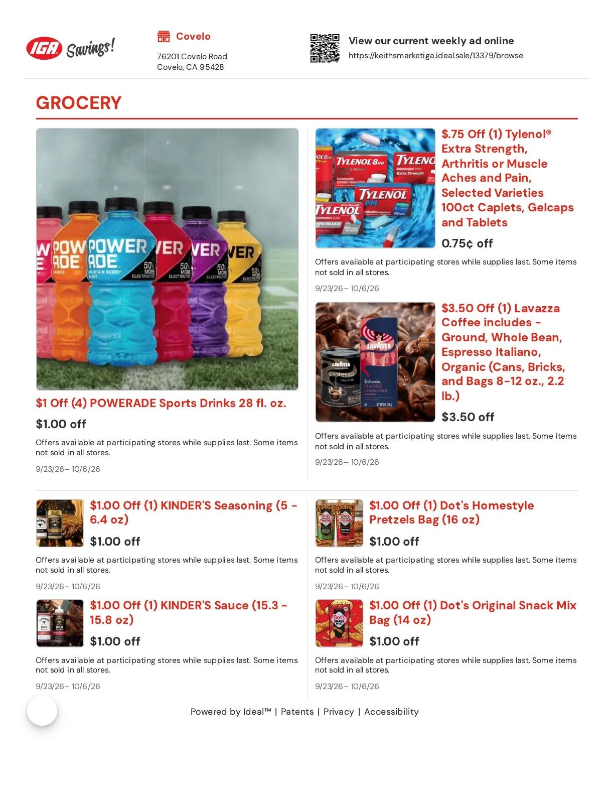 Keith's Market IGA Weekly Ad September 23 - October 6, 2026