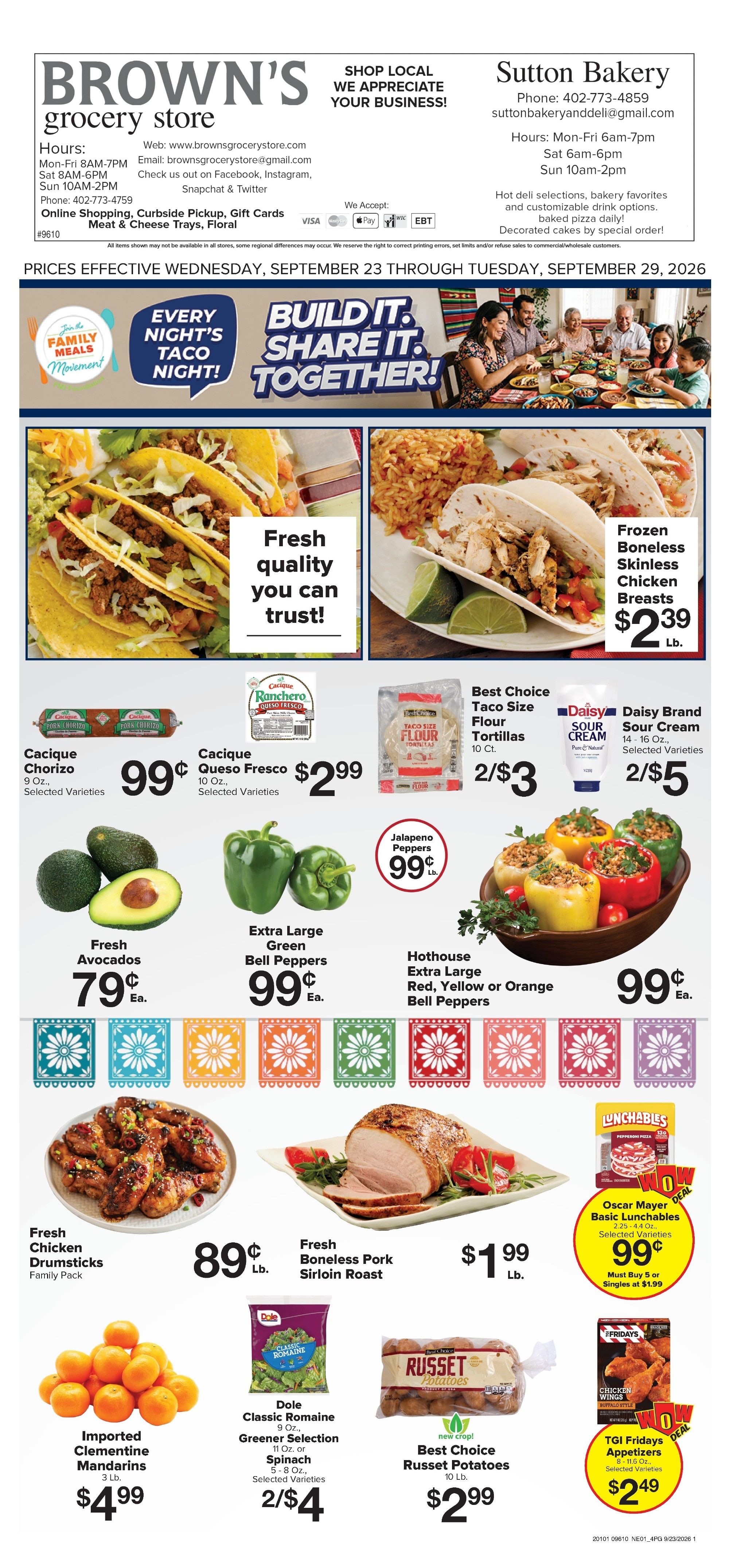 Brown's Grocery Store Weekly Ad September 23 - 29, 2026