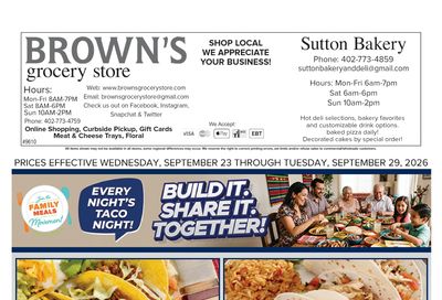 Brown's Grocery Store Weekly Ad September 23 - 29, 2026