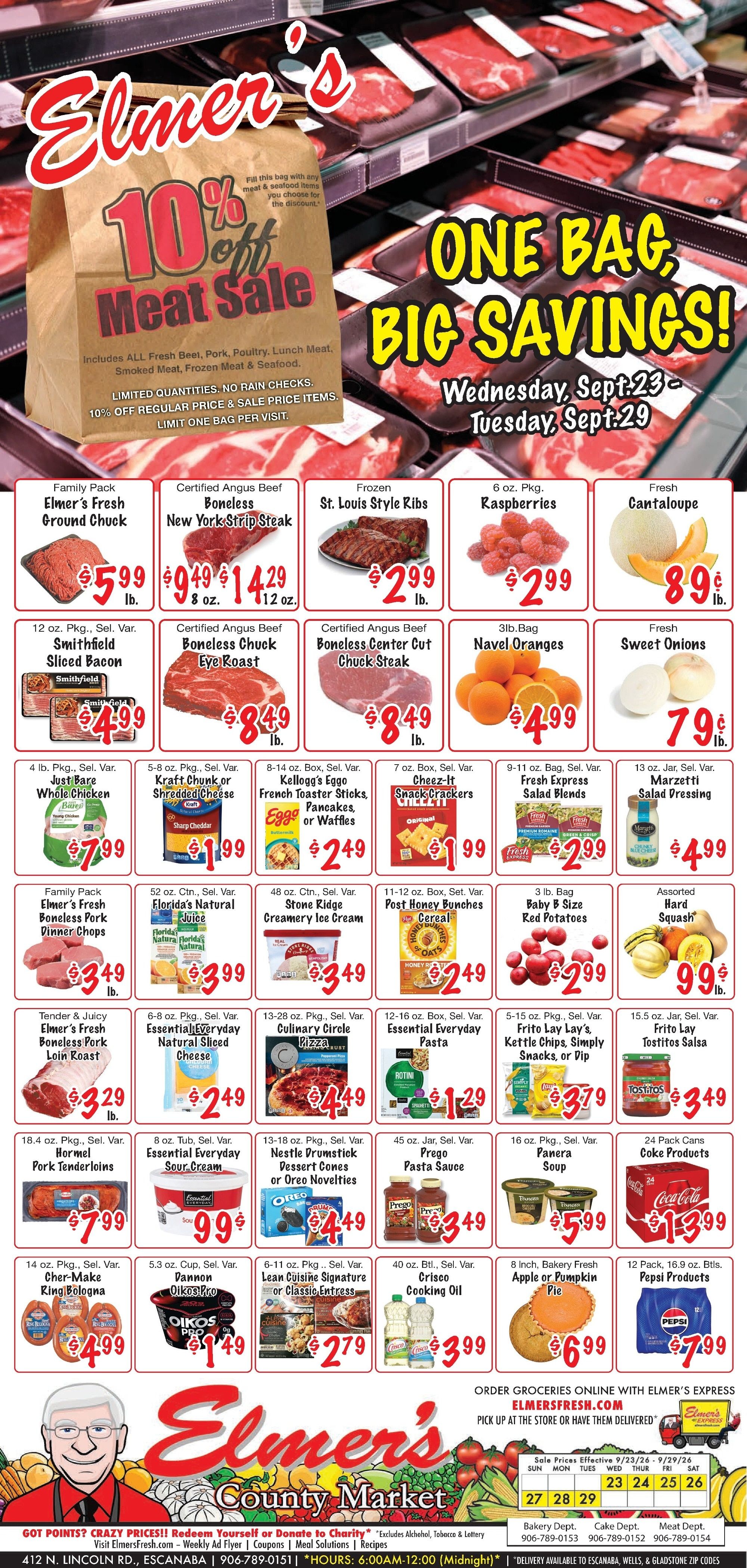 Elmer's County Market Newspaper Weekly Ad September 23 - 29, 2026