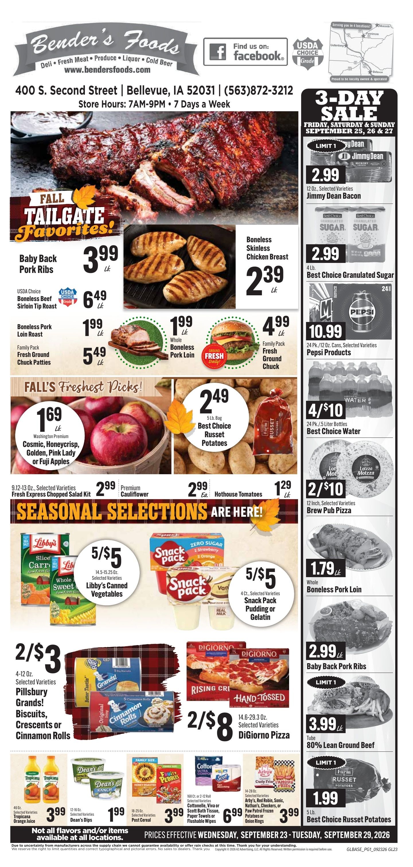 Bender's Foods (Bellevue, IA) Weekly Ad September 23 - 29, 2026