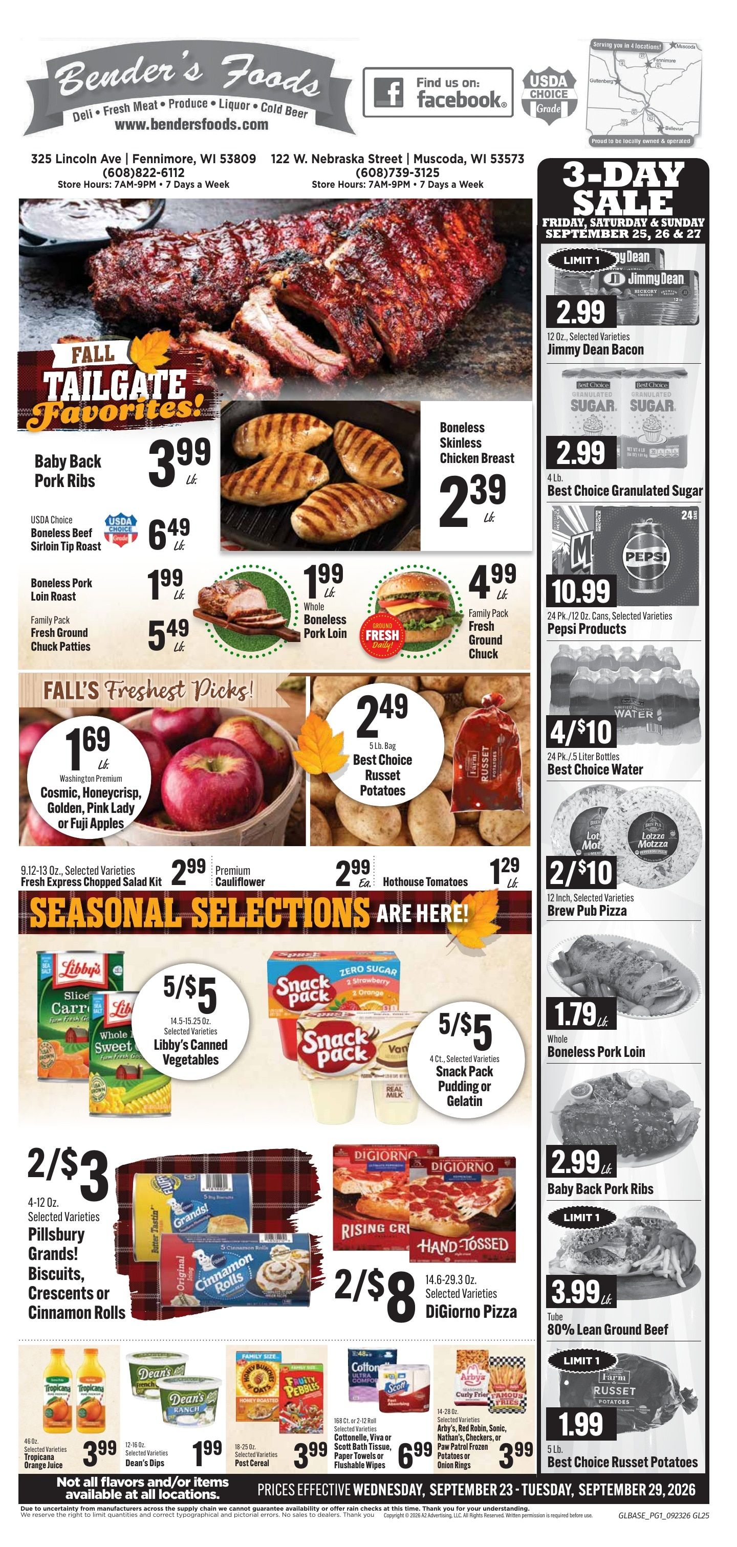 Bender's Foods (Wisconsin) Weekly Ad September 23 - 29, 2026