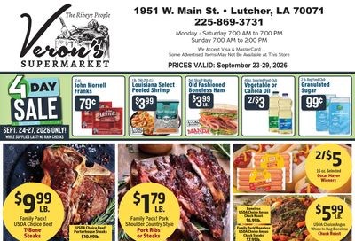 Veron's Supermarket Weekly Ad September 23 - 29, 2026