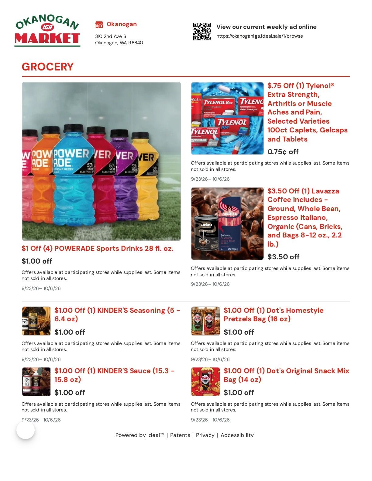 Okanogan Market IGA Weekly Ad September 23 - October 6, 2026