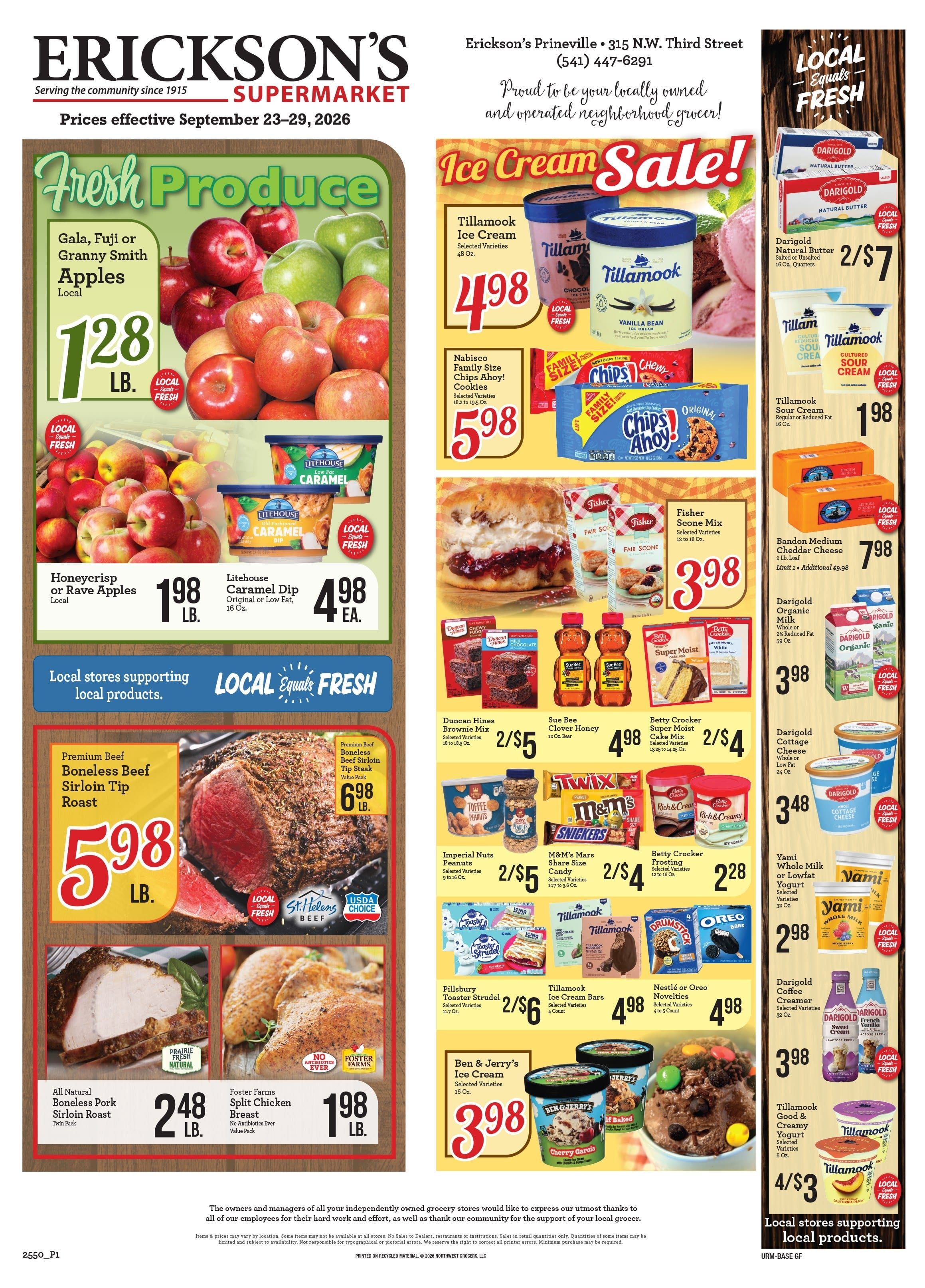 Erickson's Thriftway Weekly Ad September 23 - 29, 2026