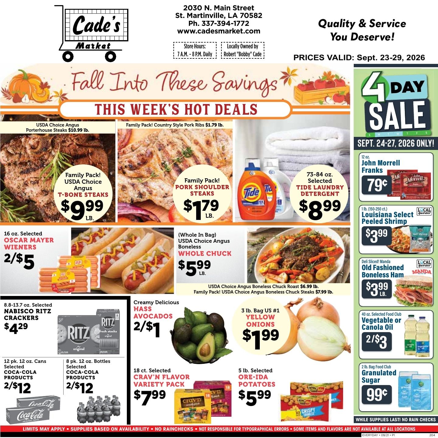 Cade's Market Weekly Ad September 23 - 29, 2026