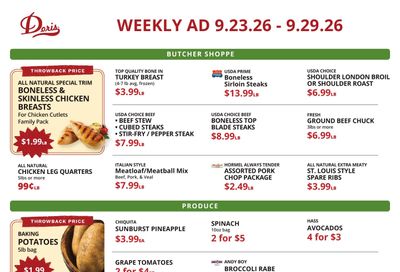 Doris Italian Market Weekly Ad September 23 - 29, 2026