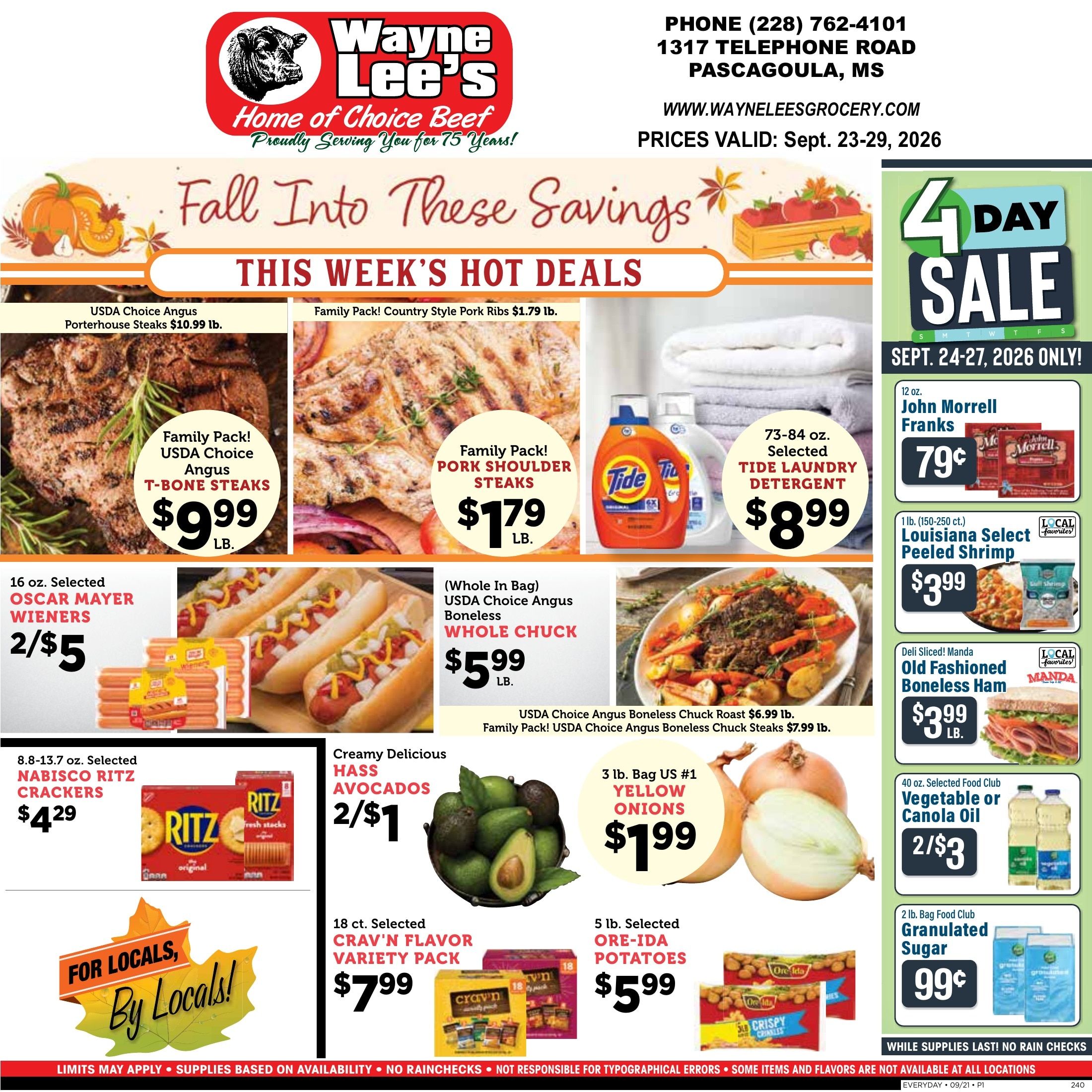 Wayne Lee's Grocery & Market Weekly Ad September 23 - 29, 2026
