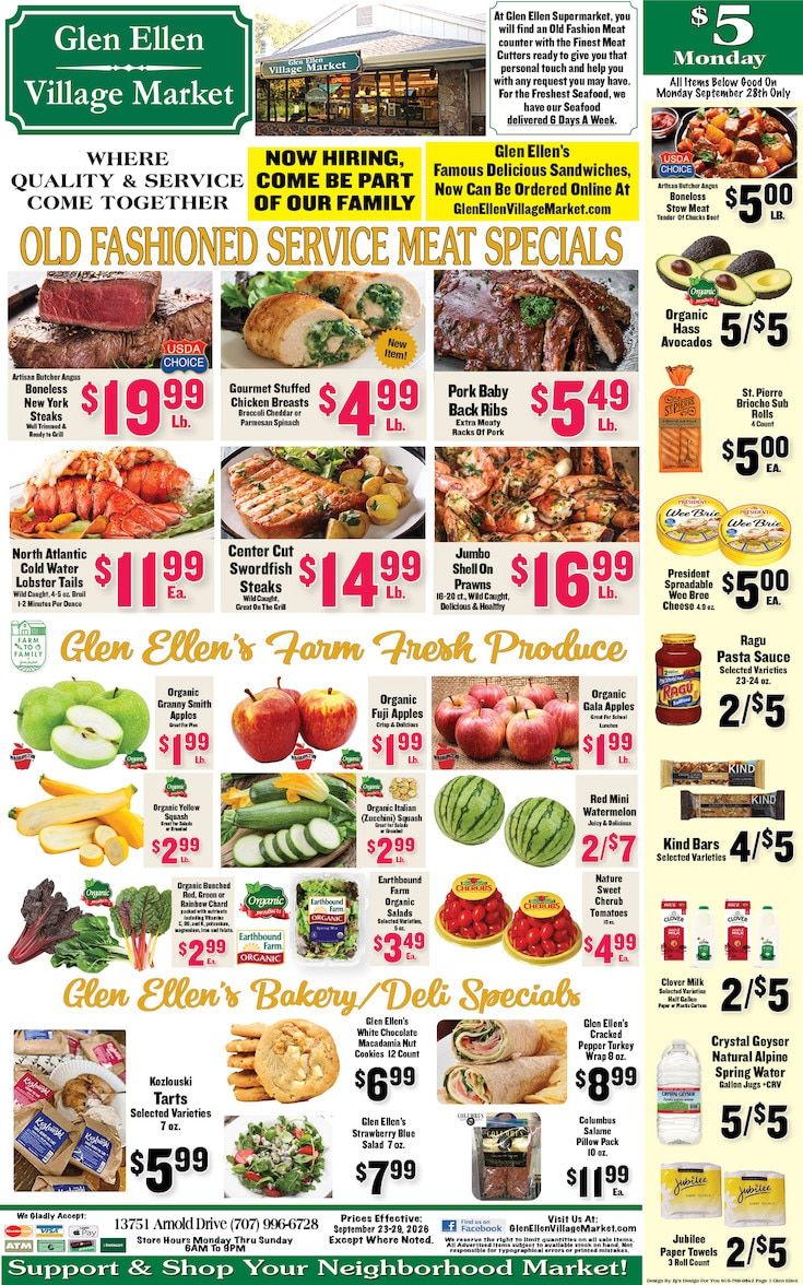 Glen Ellen Village Market Weekly Ad September 23 - 29, 2026