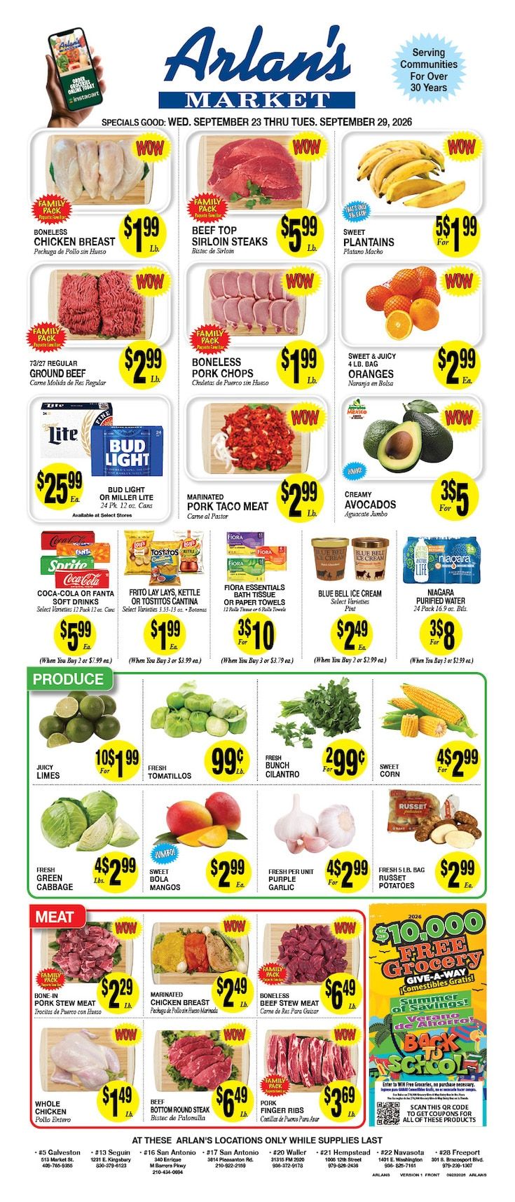 Arlan's Market (Freeport and other locations, TX) Weekly Ad September 23 - 29, 2026