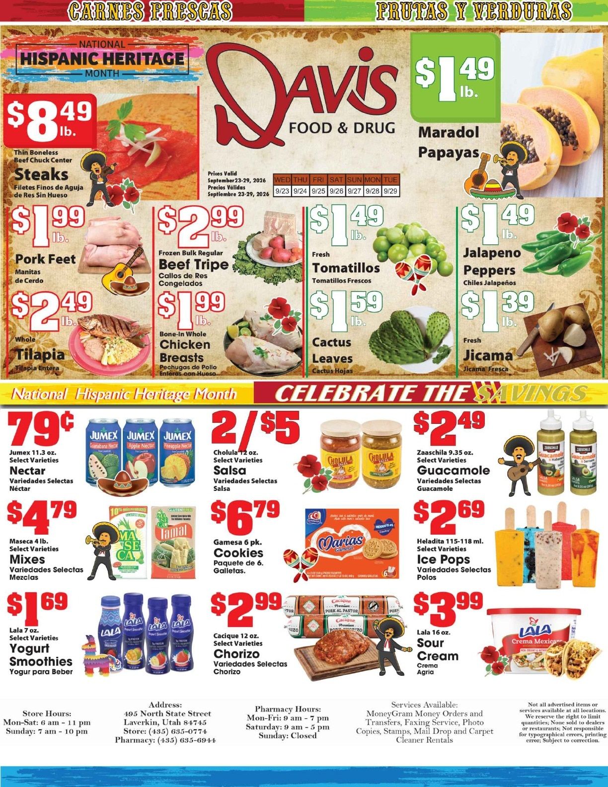 Davis Food & Drug Hispanic Weekly Ad September 23 - 29, 2026
