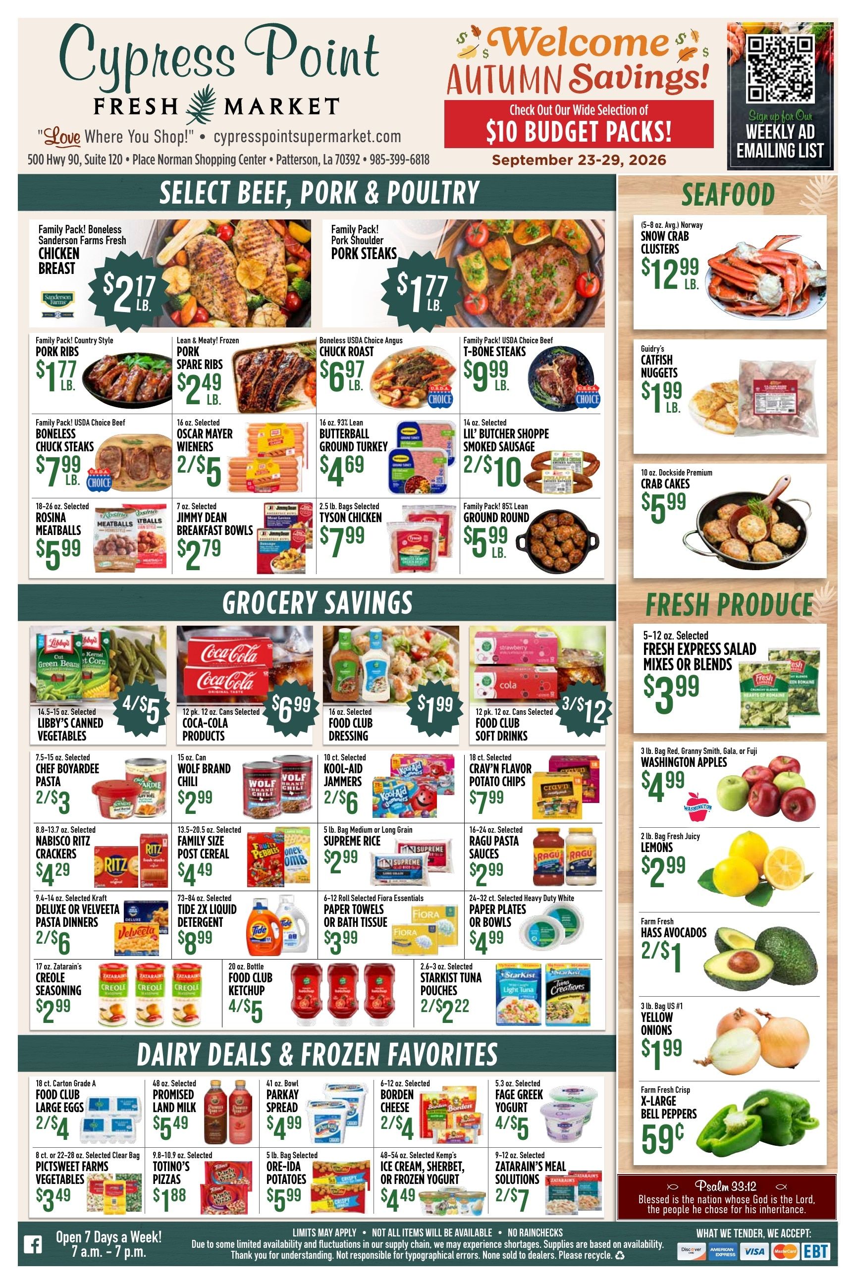 Cypress Point Fresh Market Weekly Ad September 23 - 29, 2026