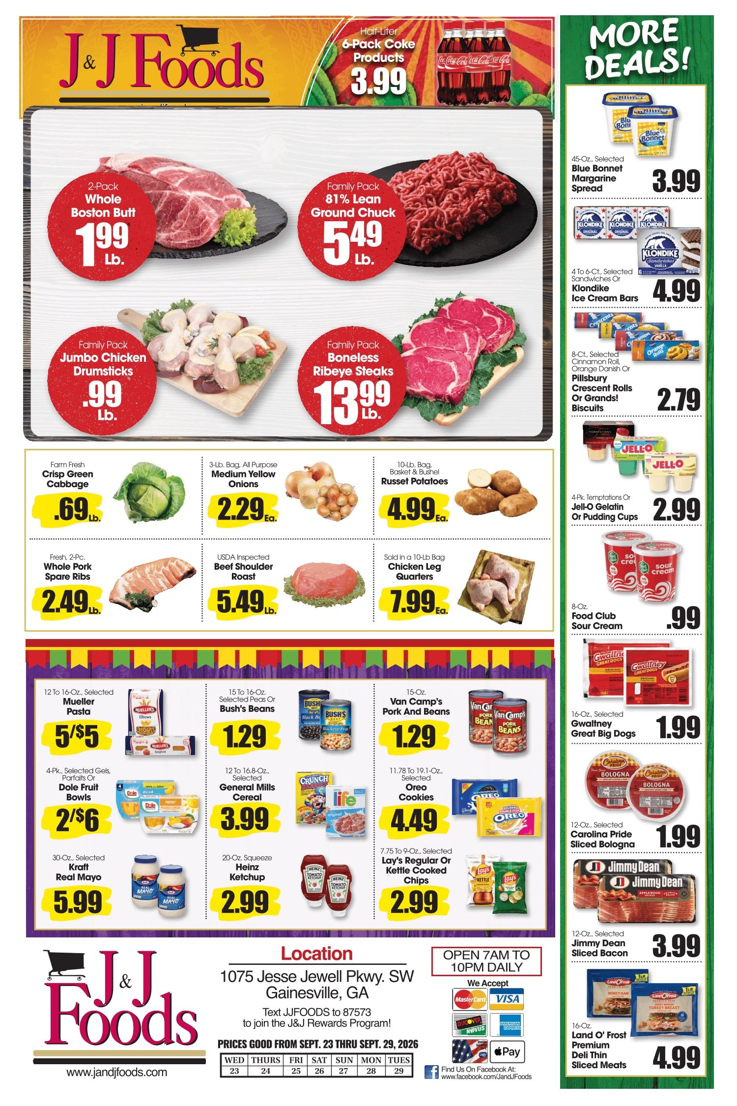 J&J Foods (1075 JESSE JEWELL PKWY SW, Gainesville, GA) Weekly Ad September 23 - 29, 2026