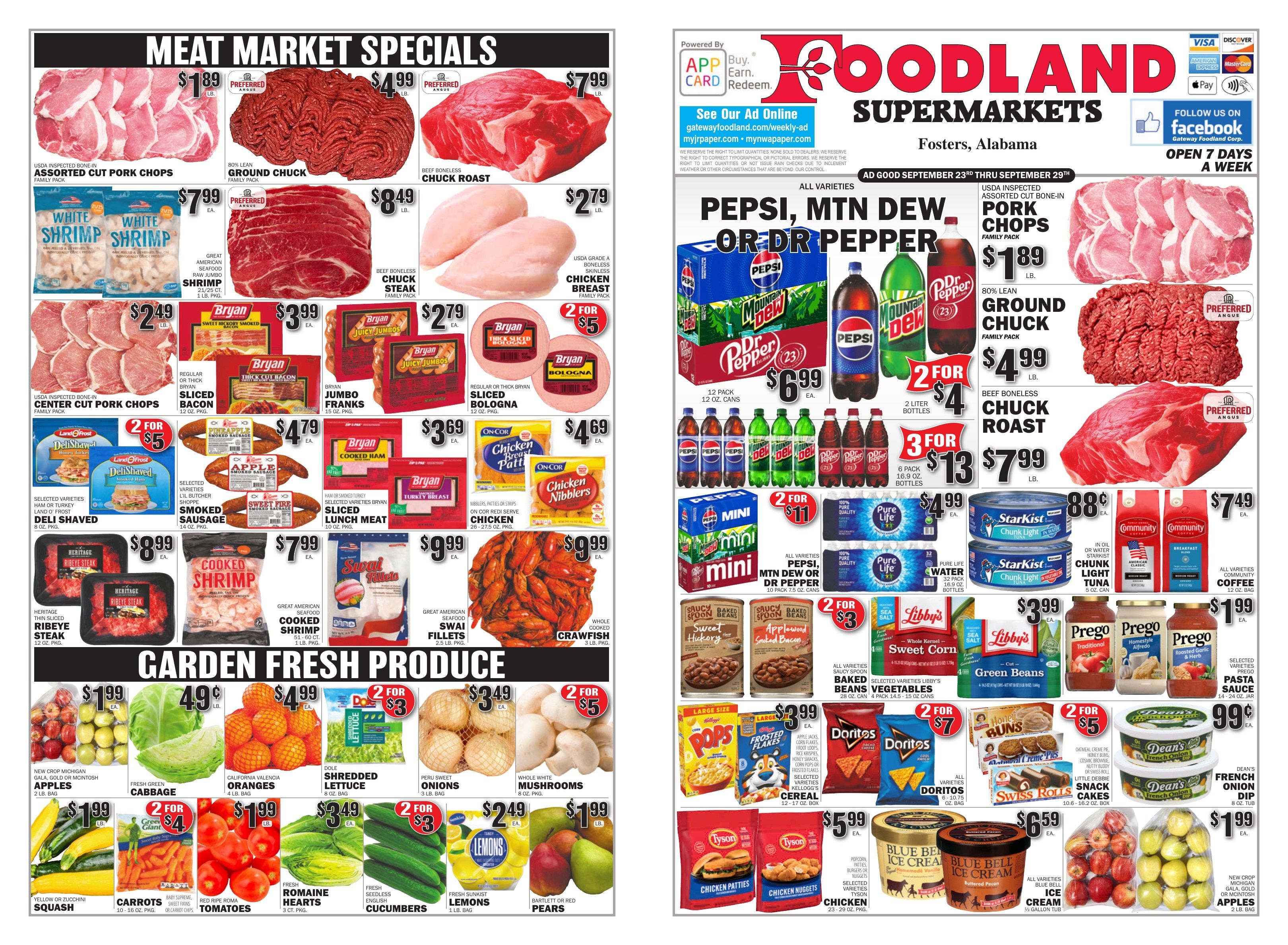 Gateway Foodland (Fosters, AL) Weekly Ad September 23 - 29, 2026