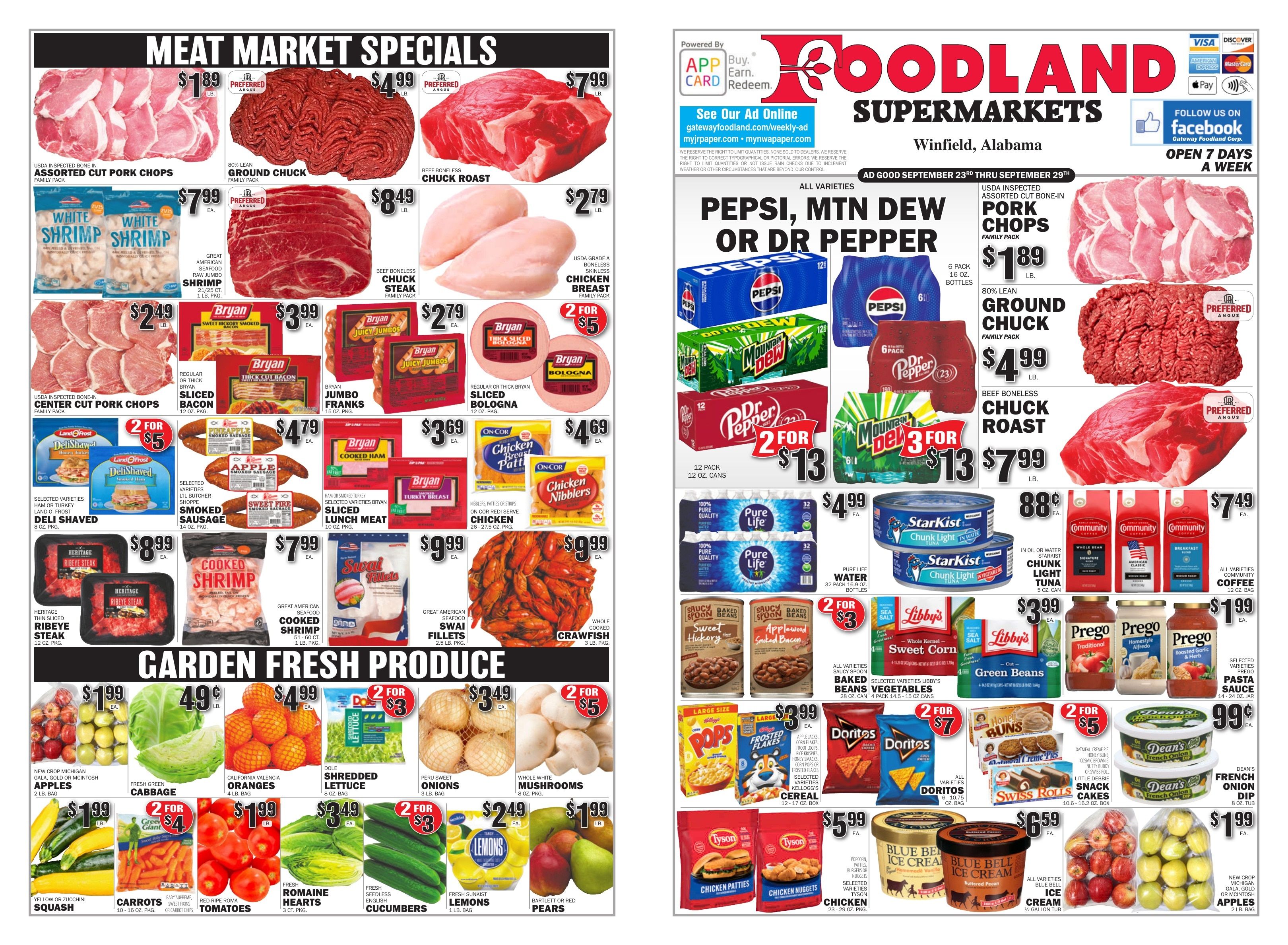 Gateway Foodland (Winfield, AL) Weekly Ad September 23 - 29, 2026
