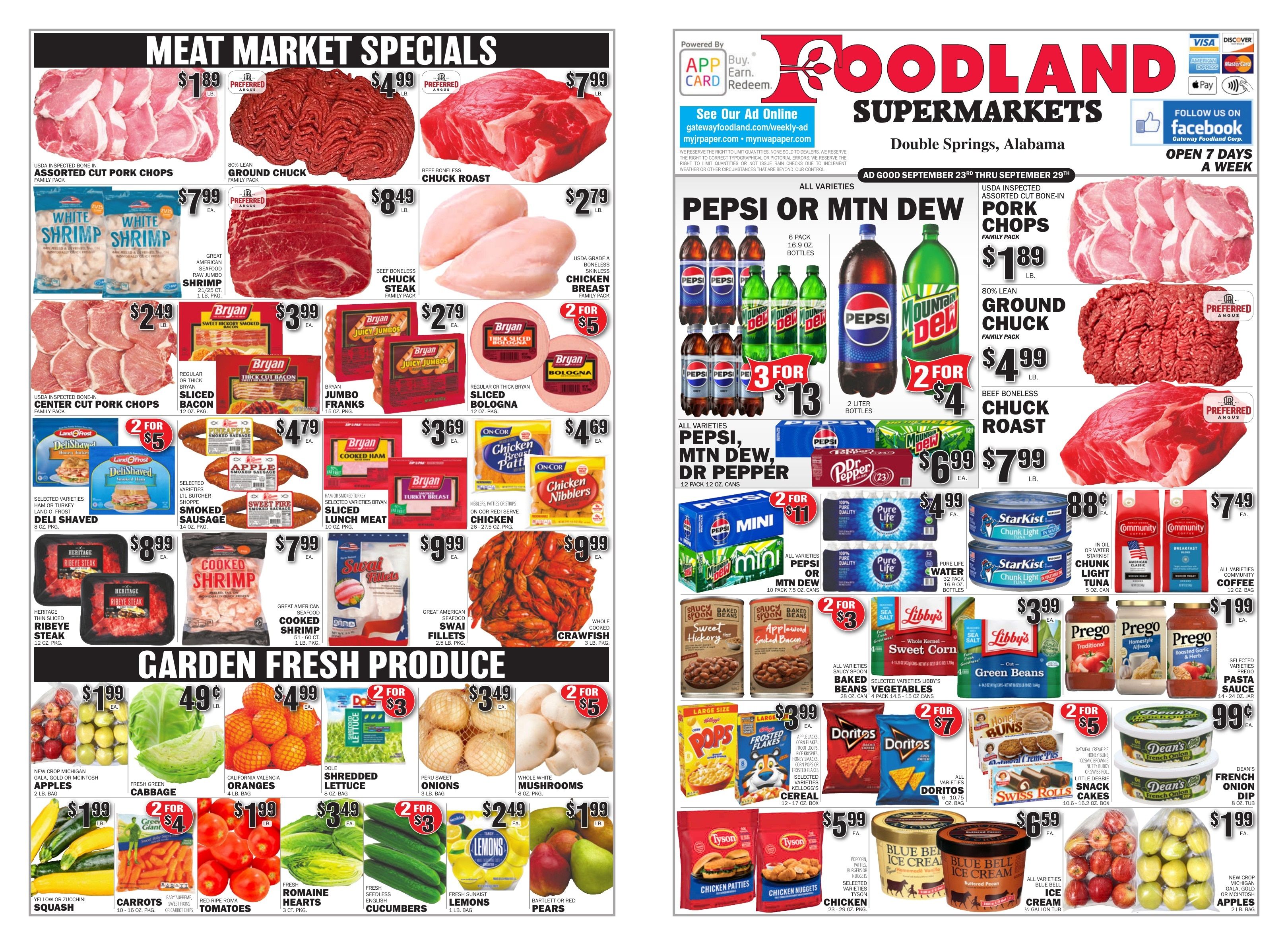 Gateway Foodland (Double Springs, AL) Weekly Ad September 23 - 29, 2026