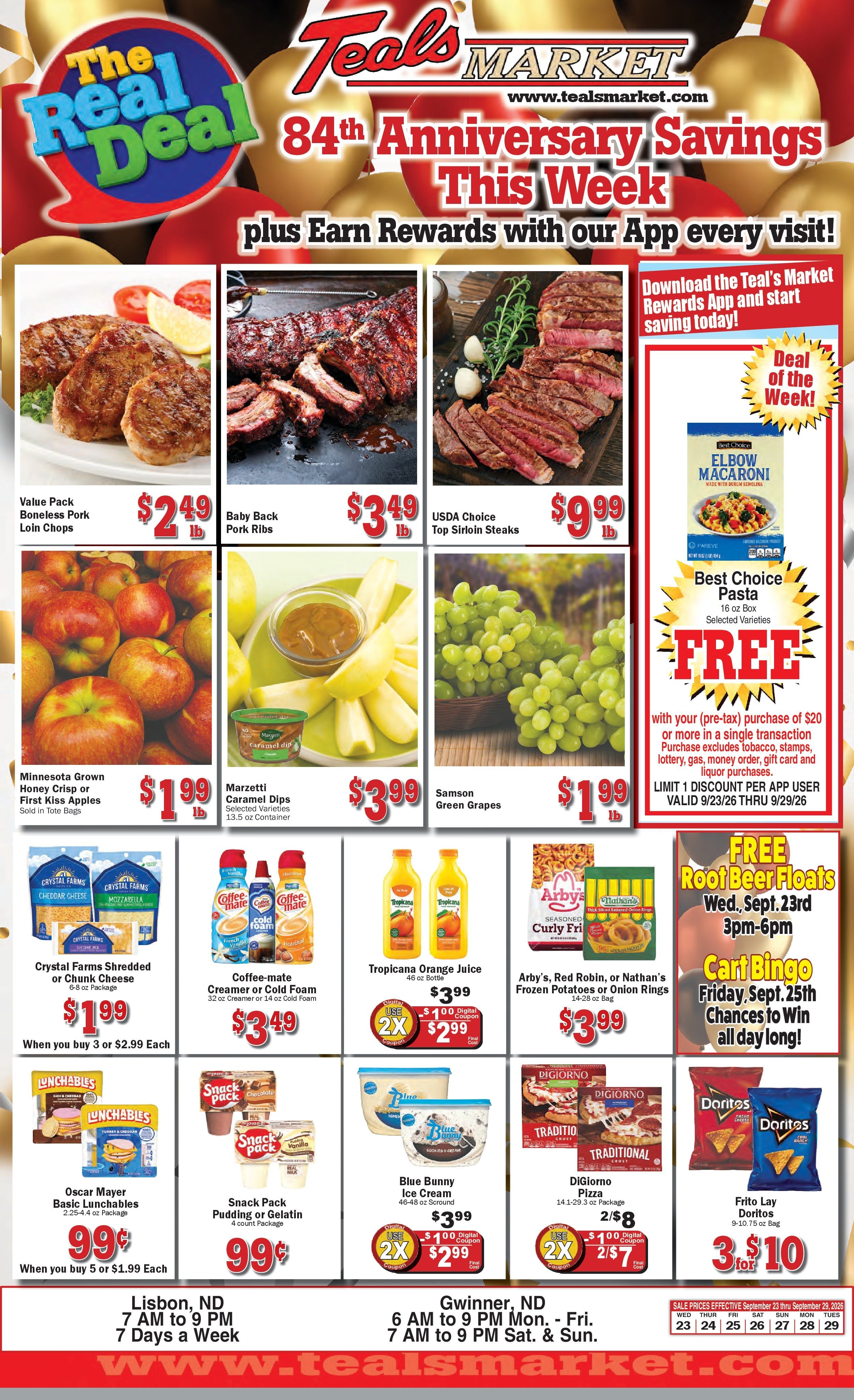 Teal's Market (North Dakota) Weekly Ad September 23 - 29, 2026
