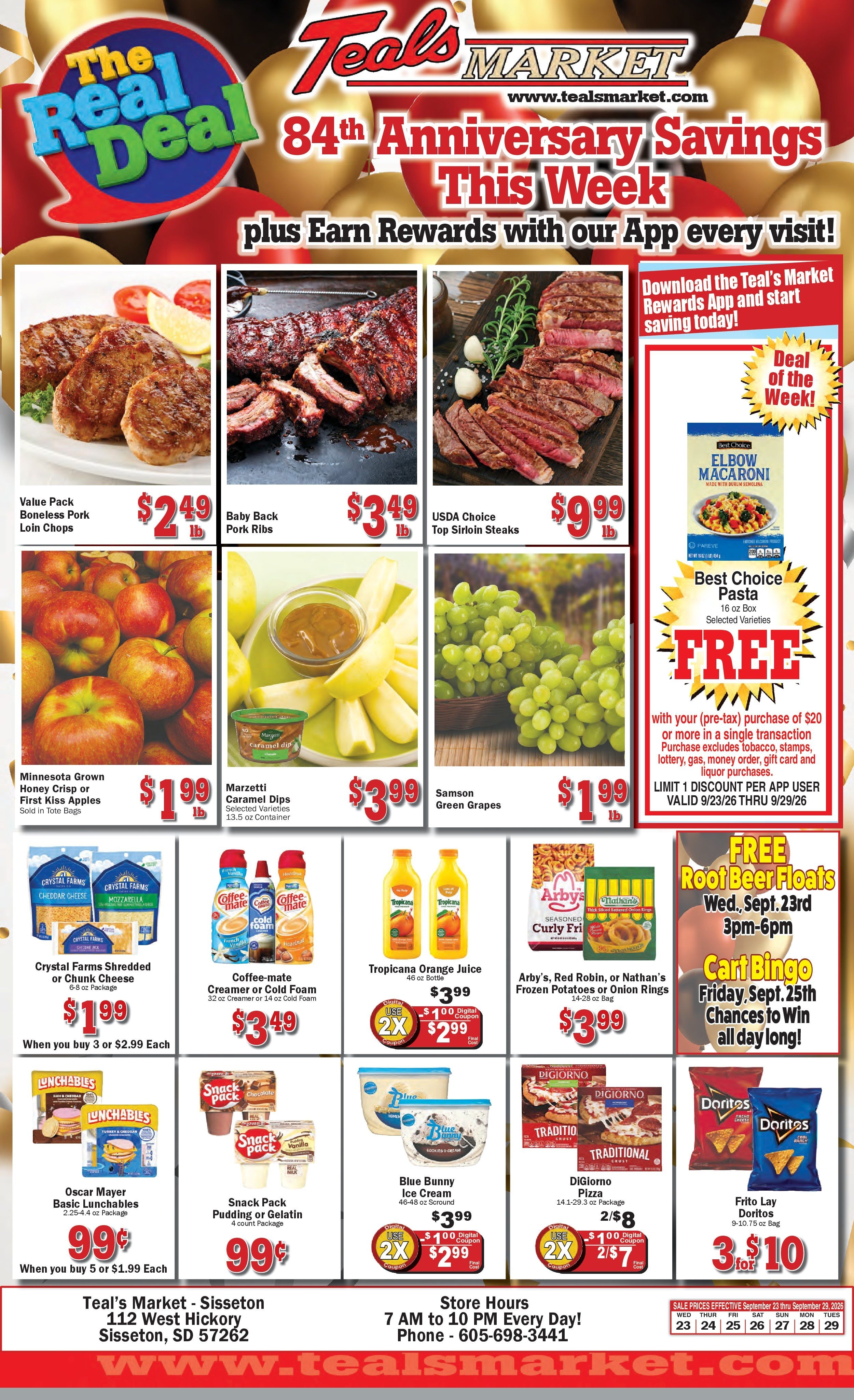 Teal's Market (Sisseton, SD) Weekly Ad September 23 - 29, 2026