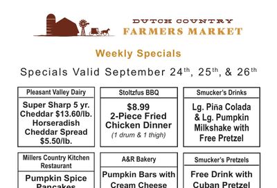Dutch Country Farmers Market Weekly Specials Weekly Ad September 23 - 25, 2026