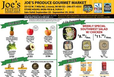 Joe's Produce Gourmet Market Weekly Ad September 23 - 29, 2026