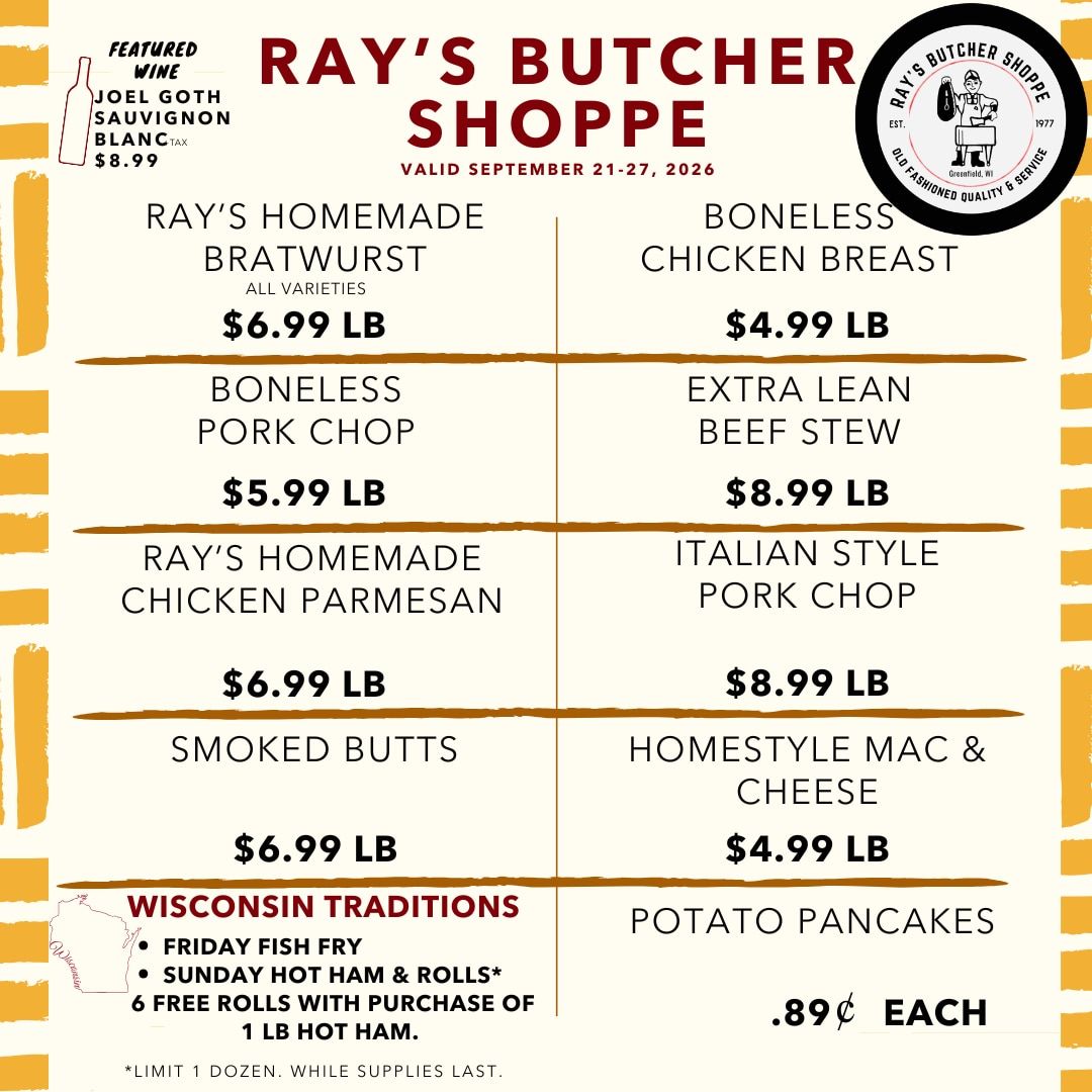 Ray's Butcher Shoppe Weekly Ad September 21 - 27, 2026