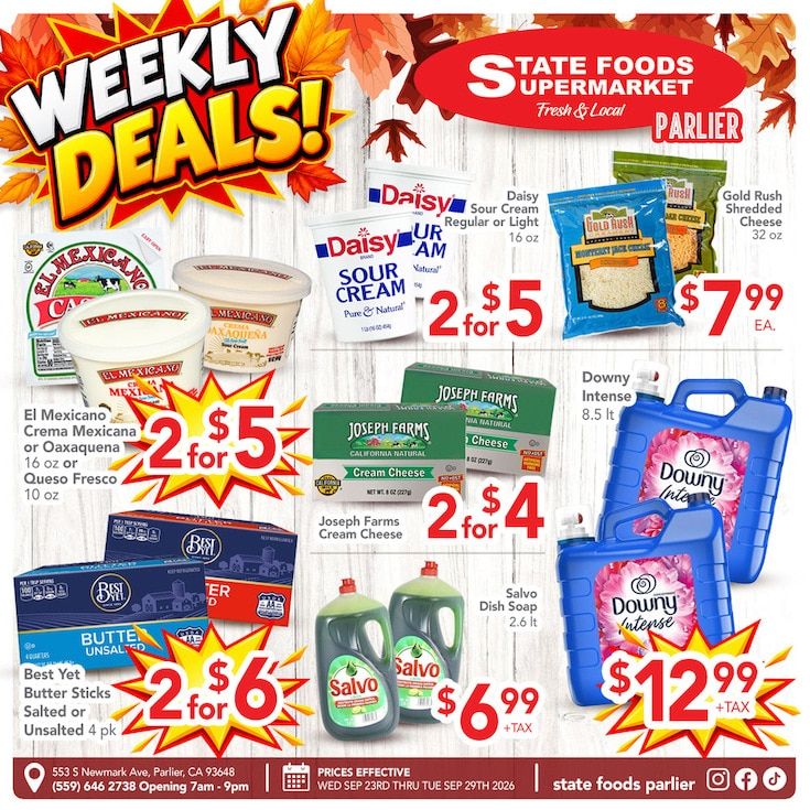State Foods Supermarket (Parlier, CA) Weekly Ad September 23 - 29, 2026