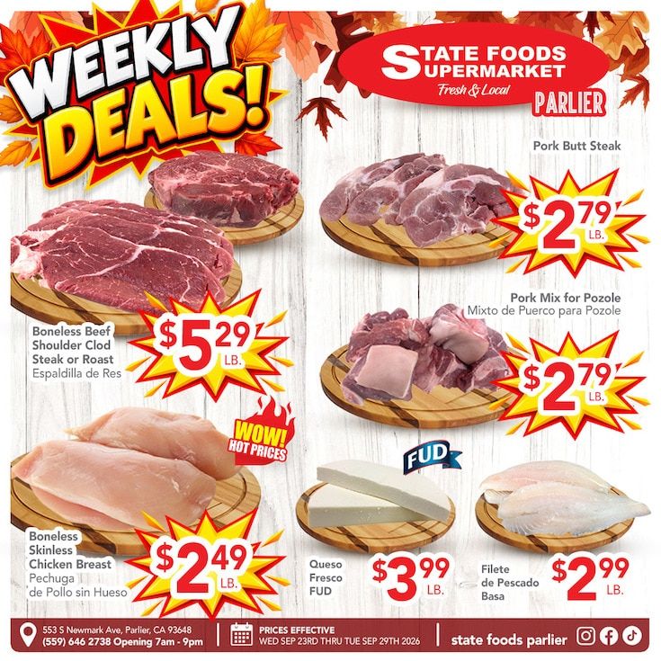 State Foods Supermarket (Parlier, CA) Weekly Ad September 23 - 29, 2026