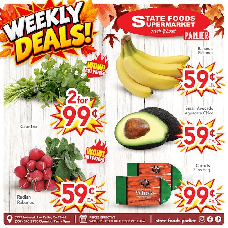 State Foods Supermarket (Parlier, CA) Weekly Ad September 23 - 29, 2026