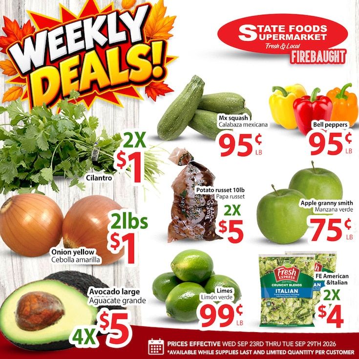 State Foods Supermarket (Firebaugh, CA) Weekly Ad September 23 - 29, 2026