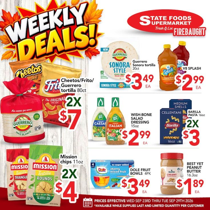 State Foods Supermarket (Firebaugh, CA) Weekly Ad September 23 - 29, 2026