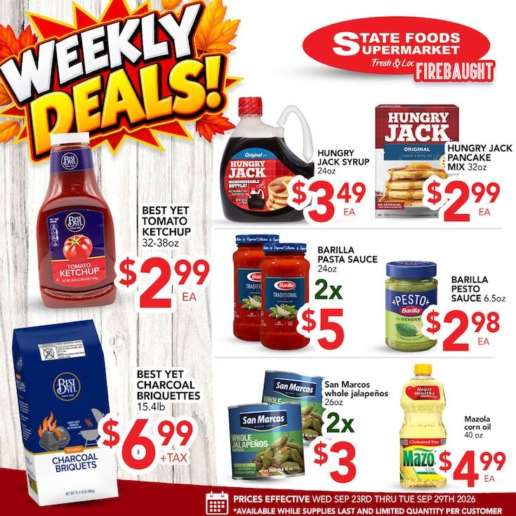 State Foods Supermarket (Firebaugh, CA) Weekly Ad September 23 - 29, 2026
