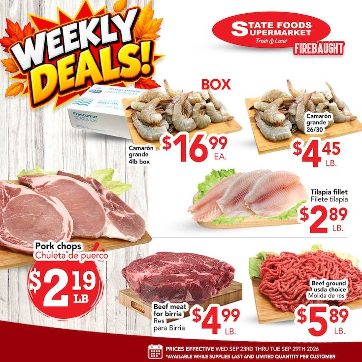 State Foods Supermarket (Firebaugh, CA) Weekly Ad September 23 - 29, 2026