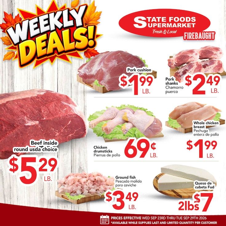 State Foods Supermarket (Firebaugh, CA) Weekly Ad September 23 - 29, 2026